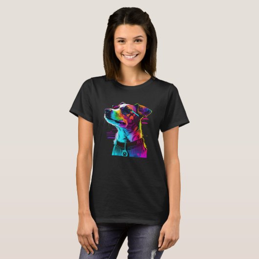 Jack Russell Terrier Synthwave 1 T-shirt (Voorkant volledig)