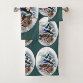 Jack Russell Terrier Trio Kerstmis Bad Handdoek
