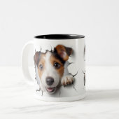Jack Russell Terrier Tweekleurige Koffiemok (Voorkant links)