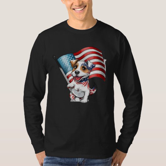 Jack Russell Terrier USA Flag T-shirt (Voorkant)