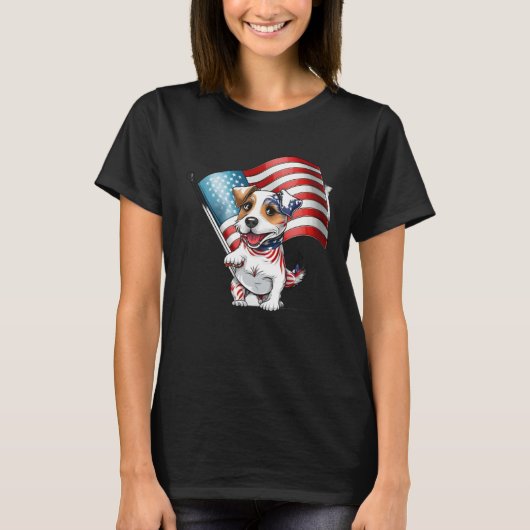 Jack Russell Terrier USA Flag T-shirt (Voorkant)