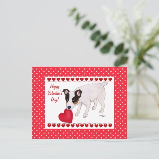 Jack Russell Terrier Valentijn Briefkaart (Staand voorkant)