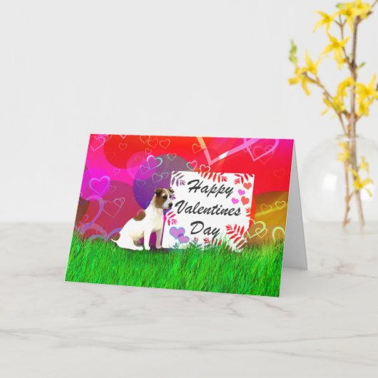 Jack Russell Terrier Valentijn Card Kaart (Gele Bloem)