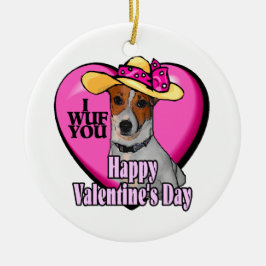 Jack Russell Terrier Valentijnsdag Keramisch Ornament