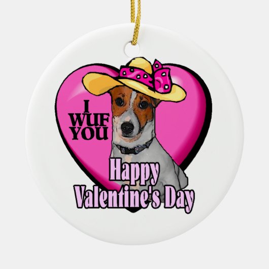 Jack Russell Terrier Valentijnsdag Keramisch Ornament (Voorkant)