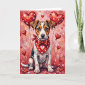 Jack Russell Terrier Valentine Dog Sitting Kaart (Voorkant)