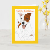 Jack Russell Terrier Verjaardagskaart Kaart (Gele Bloem)