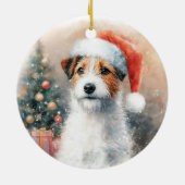  Jack Russell Terrier Waterverf Kerstmis Keramisch Ornament (Achterkant)