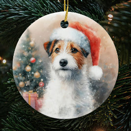  Jack Russell Terrier Waterverf Kerstmis Keramisch Ornament