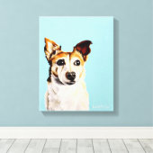 Jack Russell Terrier Whimsical Oil Painting Canvas Afdruk (Insitu (Houten vloer))