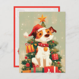 Jack Russell Terrier with Christmas Tree and Gifts Briefkaart
