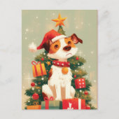Jack Russell Terrier with Christmas Tree and Gifts Briefkaart (Voorkant)