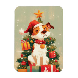 Jack Russell Terrier with Christmas Tree and Gifts Magneet