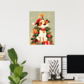 Jack Russell Terrier with Christmas Tree and Gifts Poster (Thuiskantoor)