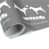 Jack Russell Terriers Bruiloft Paar Met Tekst Cadeaupapier (Rol Hoek)