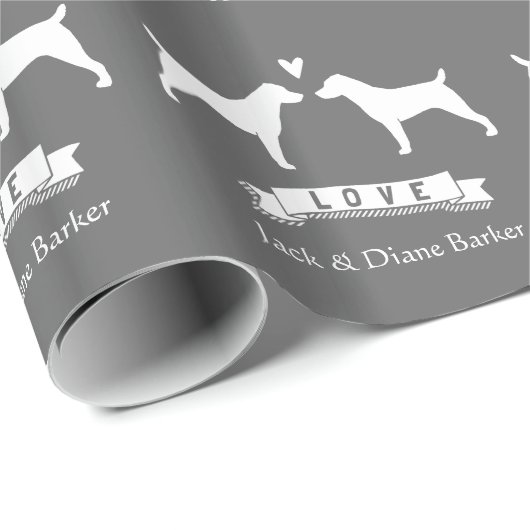 Jack Russell Terriers Bruiloft Paar Met Tekst Cadeaupapier (Rol Hoek)