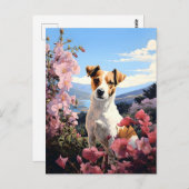 Jack Russell Terrier's Floral Haven Briefkaart (Voorkant / Achterkant)