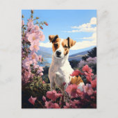 Jack Russell Terrier's Floral Haven Briefkaart (Voorkant)