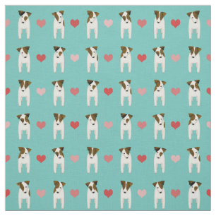 Jack Russell Terriers hardt licht blauwgroen elke  Stof
