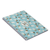 Jack Russell Terriers patroonblauw monogramma Notitieboek (Rechterzijde)