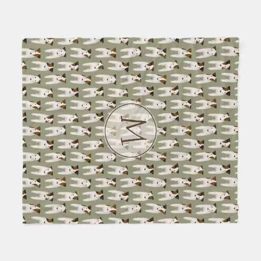 Jack Russell Terriers patroonsage monogrammen Fleece Deken (Voorkant (Horizontaal))
