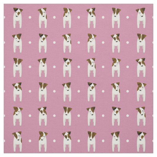 Jack Russell Terriers pin dot dusty roos elke kleu Stof (Swatch)