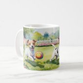 Jack Russell Terriërs Speelse Honden Aquarel Koffiemok (Voorkant links)