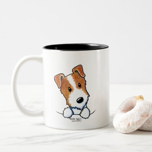 Jack Russell Tweekleurige Koffiemok (Met donut)