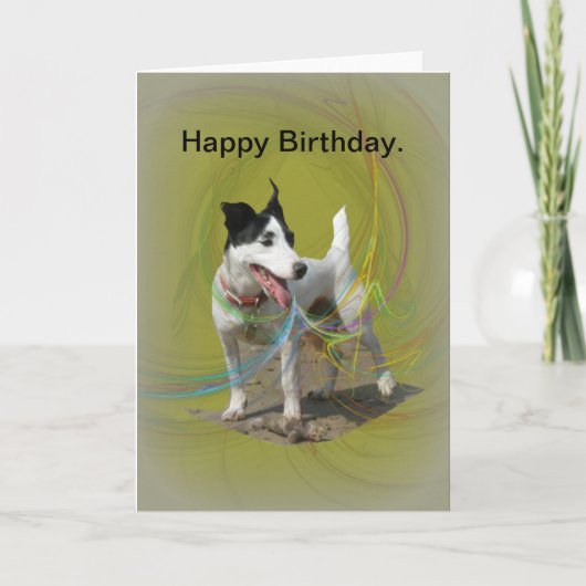 Jack Russell verjaardagskaart. Kaart (Voorkant)
