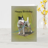 Jack Russell verjaardagskaart. Kaart (Gele Bloem)