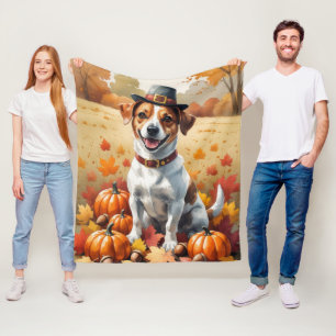 Jack Russell verlaat in de herfst de Thanksgiving Fleece Deken