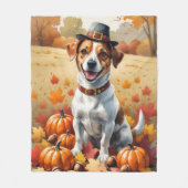 Jack Russell verlaat in de herfst de Thanksgiving Fleece Deken (Voorkant)