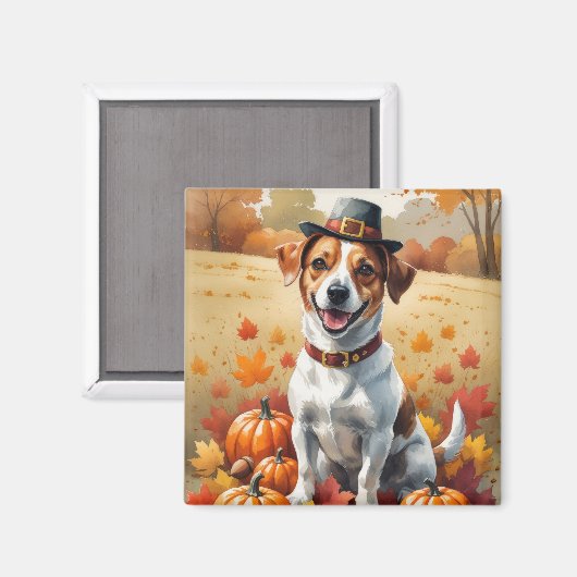 Jack Russell verlaat in de herfst de Thanksgiving Magneet (Voorkant / Achterkant)