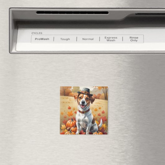 Jack Russell verlaat in de herfst de Thanksgiving Magneet (Insitu (Vaatwasser))