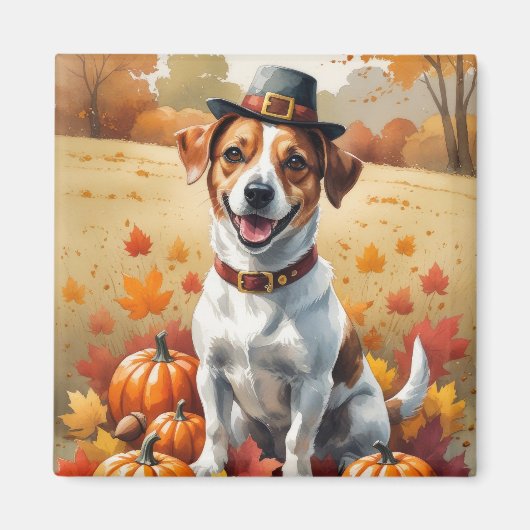 Jack Russell verlaat in de herfst de Thanksgiving Magneet (Voorkant)