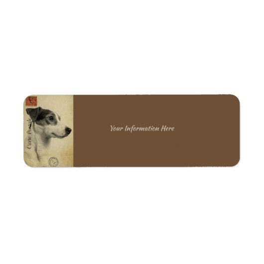 Jack Russell Vintage Ansichtkaart Etiket (Voorkant)