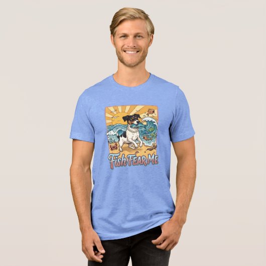 jack russell vishirt Tri-Blend shirt (Voorkant volledig)