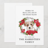 Jack Russell Waterverf Poinsettia Kerstmis Feestdagenkaart (Voorkant / Achterkant)