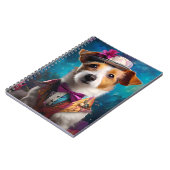 Jack Russell, wit pet, roze bloem Notitieboek (Linkerzijde)