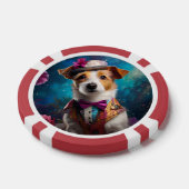 Jack Russell, wit pet, roze bloem Poker Chips (Enkel)