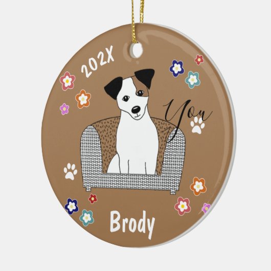 Jack Russell Xmas Keramisch Ornament (Links)