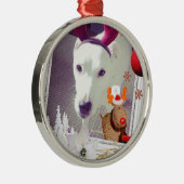 Jack Russell Xmas Metalen Ornament (Rechts)