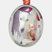 Jack Russell Xmas Metalen Ornament (Links)