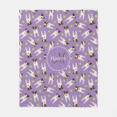 Jack Russells w tennisballen lila monogram Fleece Deken (Voorkant)