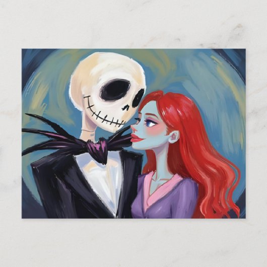 Jack & Sally Halloween Schilderij Feestdagenkaart (Voorkant)