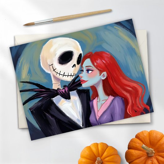 Jack & Sally Halloween Schilderij Feestdagenkaart