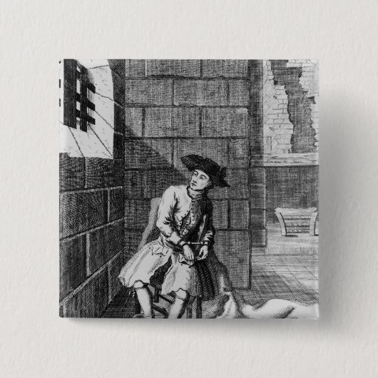 Jack Shepperd in Newgate Prison, 1724 Vierkante Button 5,1 Cm (Voorkant)