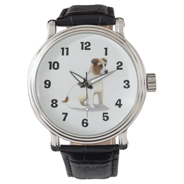Jack Terrier Hond Zittend Horloge (Voorkant)