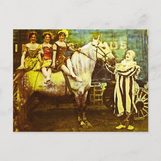 Jack the Clown and the Three Queens  Circus Briefkaart (Voorkant)