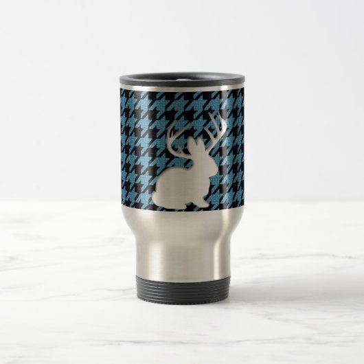 Jackalope Blue Black Houndstooth Reisbeker (Center)